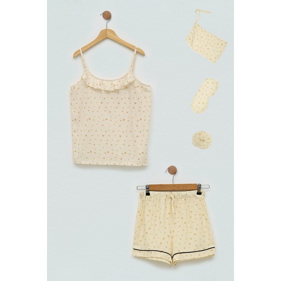 For You Kids 7 Pcs Viscose Star Polka Dot Yellow Pajamas Set