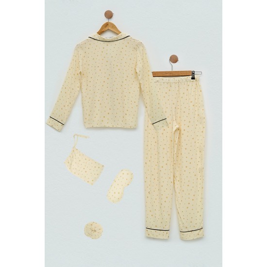 For You Kids 7 Pcs Viscose Star Polka Dot Yellow Pajamas Set