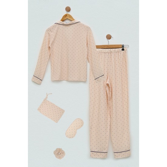 For You Kids 7 Piece Viscose Pile Polka Dot Pink Pajamas Set