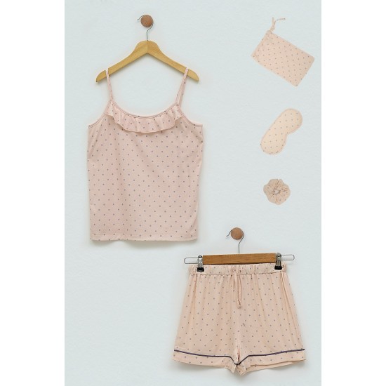 For You Kids 7 Piece Viscose Pile Polka Dot Pink Pajamas Set