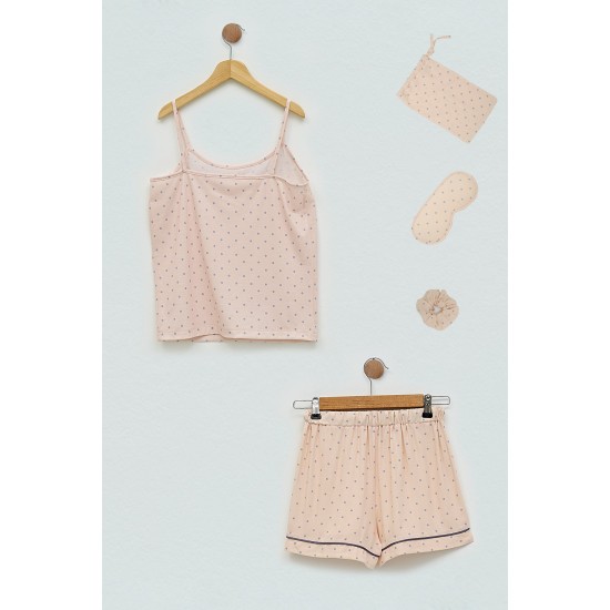 For You Kids 7 Piece Viscose Pile Polka Dot Pink Pajamas Set