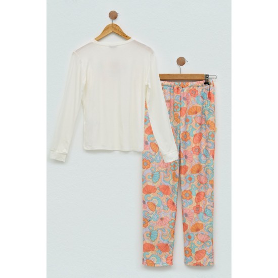 For You Kids 4 Pcs Strong Printed Ecru Pajamas Set