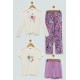 For You Kids 4-Piece Flower Printed Lilac Pajamas Set