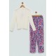 For You Kids 4-Piece Flower Printed Lilac Pajamas Set