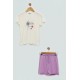 For You Kids 4-Piece Flower Printed Lilac Pajamas Set