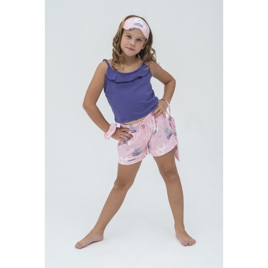 For You Kids 3-Piece Orange Tie Giraffe Pattern Long Pajamas Set