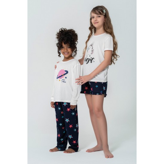 For You Kids 4-Star World Pattern Pajamas Set