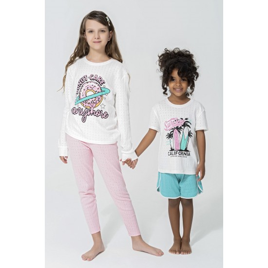 For You Kids California Donut Care Pattern Pajamas Set of 4