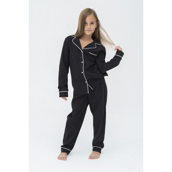 For You Kids 7 Piece Organic White Tie Black Pajamas Set
