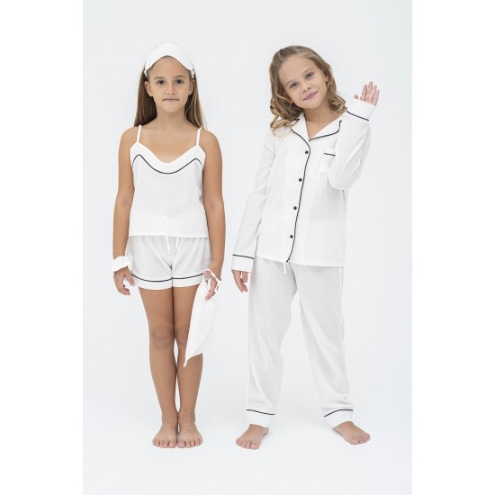 For You Kids Organic Black Tie Ecru Pajamas Set of 7