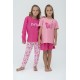 For You Kids Love Pattern Fuchsia Pink Pajamas Set of 4