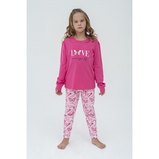 For You Kids Love Pattern Fuchsia Pink Pajamas Set of 4