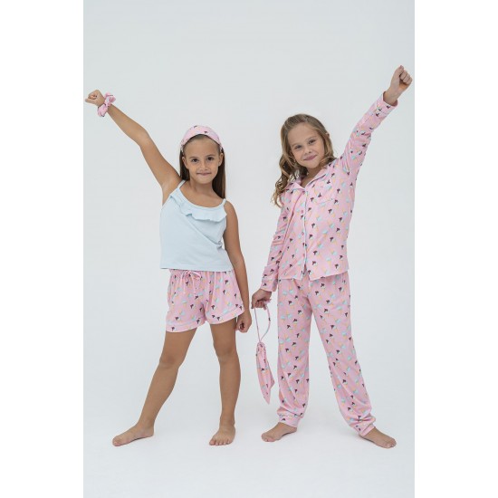 For You Kids 7 Pieces Blue Piping Ice Cream Pattern Pajamas Set