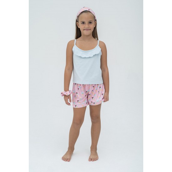 For You Kids 7 Pieces Blue Piping Ice Cream Pattern Pajamas Set