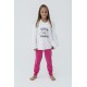 For You Kids 4 Piece Follow Pattern Fuchsia Green Pajamas Set