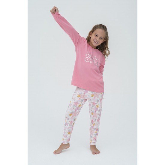 For You Kids Cat Pattern Pink Pajamas Set of 4