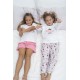 For You Kids 4-Piece Hero Girl Pattern Pink Pajamas Set