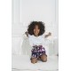 For You Kids Shoulder Lace Purple White Blouse Shorts Set