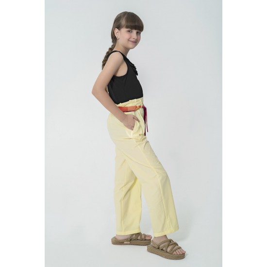 For You Kids Organic Belt Pocketed Yellow Pants