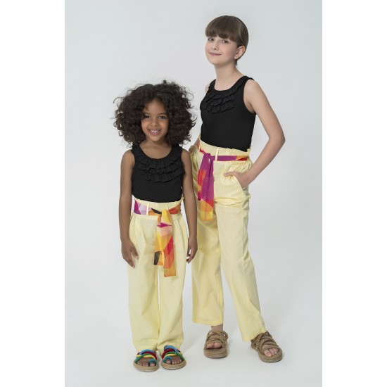 For You Kids Organic Belt Pocketed Yellow Pants