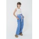 For You Kids Organic Belted Pocket Blue Trousers
