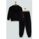 For You Kids Love Printed Black Hooded Sweatshirt Set