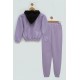 For You Kids Embossed Printed Lilac Hooded Sweatshirt Set