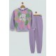 For You Kids Emoji Flower Printed Lilac Hooded Sweatshirt Set
