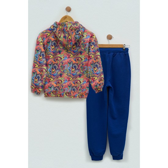 For You Kids Patterned Sax Hooded Sweatshirt Set