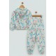 For You Kids Patterned Green Hoodie Sweatshirt Set