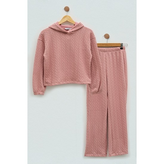 For You Kids Girls Pink Knitwear Sweatshirt Set