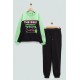 For You Kids Embossed Printed Garnish Black Sweatshirt Set