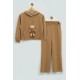 For You Kids Baby Girl Brown Sweatshirt Set With Teddy Bear