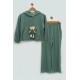 For You Kids Baby Girl Green Sweatshirt Set With Teddy Bears