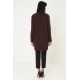 For You Fashion Women's Striped Claret Red Shawl Collar Jacket