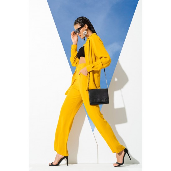 For You In&Out 3-Piece Viscose Inside&Out Crinkle Bustier Mustard Set