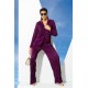 For You Woman 2 Pieces Pleated Shirt Pants Purple Suit