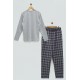 For You Man 2-pack Plaid Flannel Gray Pajamas Set