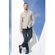 For You Man Organic Straight Collar Long Sleeve Stone Shirt