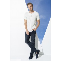 For You Man Organic One Button Short Sleeve Green Shirt