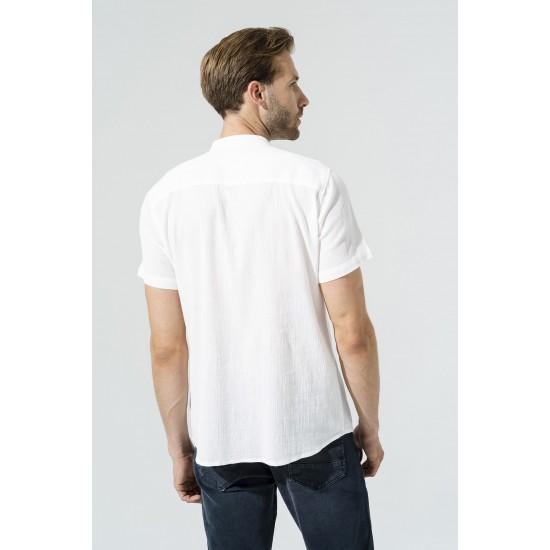 For You Man Organic Classic Collar Full Pat Short Sleeve White Shirt