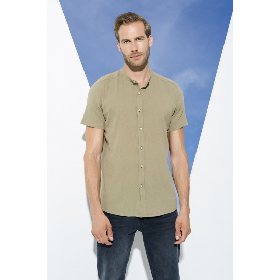 For You Man Organic Crew Neck Full Pat Short Sleeve Khaki Shirt