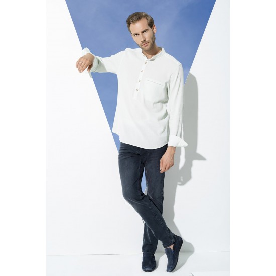 For You Man Organic Pocket Large Collar Long Sleeve Mint Green Shirt