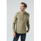 For You Man Organic Pocket Collar Long Sleeve Khaki Shirt