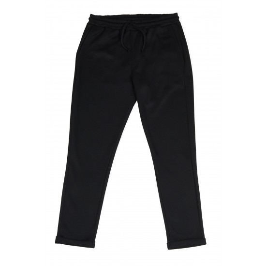 For You Man Slim Fit Pique Look Black Pants
