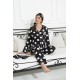 For You Mama 5 Piece Viscose White Polka Dot Black Pajama Set