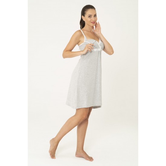 For You Mama Gray Breastfeeding Nightdress