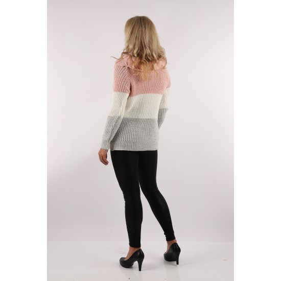 WOMEN Hoodie with White Crew Neck Jersey in Pink