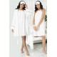 For You Moda Women's 5-Piece Organic Navy Blue Bias Nightgown Dressing Gown Set