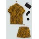 For you Sleepwear 5-pack Viscose Leopard Mustard Pajamas Shorts Set